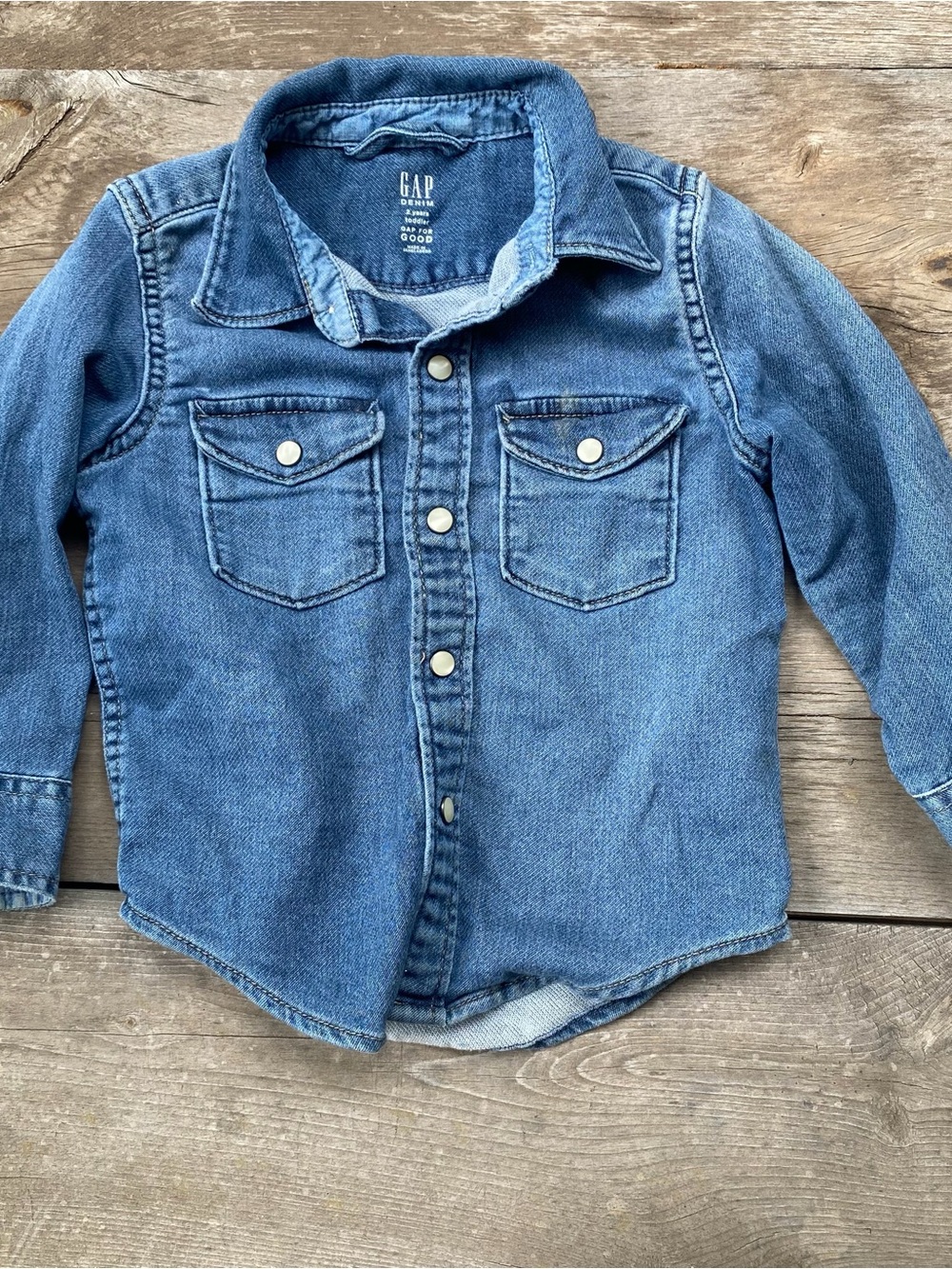 GAP Kids Light Blue Denim Button-Down Shirt